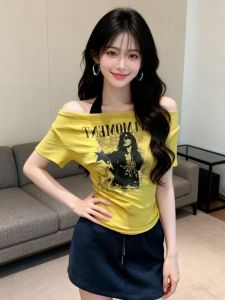 GUZILIAN | Letter Print Halter Neck T-shirt