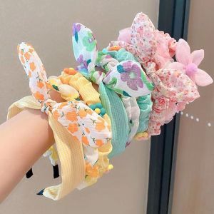 3PCS Korean Cute Cartoon Headband For Kids with Rabbit Ears StellaLou Princess Bow Flower Girls Broken Hair Headband