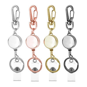 Retractable Badge Key Holder Holder Badge Reel Anti-theft Metal Easy-to-pull Buckle Rope Elastic Keychain Key Ring Accessories