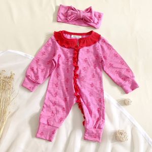 Newborn - 15 bulan Romper Baby perempuan CURLY By Mybee Jumper Panjang Free Headband Baju Bayi Cewek Murah