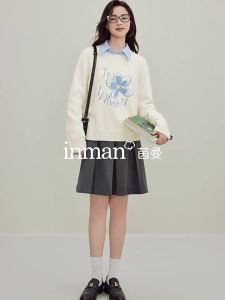 INMAN | Áo Sweater Trắng Thêu Vintage