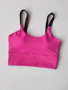New Sport Bra Color Block Thin Strap Vest Integrated Cup Womens Fitness Yoga Running Quick Dry Underwear Nylon Fabric Sports Leisure