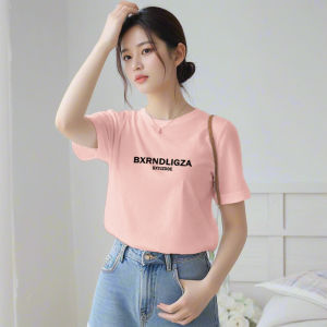 Pure Cotton Short Sleeve T-Shirt Womens Summer Fashion Slim Fit Half Sleeve Inner Wear Dopaamine Style Printed round Neck Top