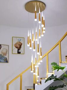 【DARA】Chandelier Modern Led Chandeliers Ceiling Light Long Pendant Light Drop Lighting Stairway Lighting Hanging Light For living room