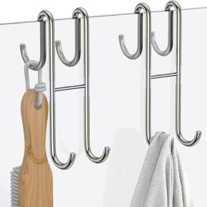 Stainless Steel Double-Sided Metal Hook Non-Stick Clothes Long S Hook Bathroom Glass Hook Anti-Slip Dual Hook Modern Minimalist Style