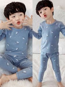Bộ Đồ Ngủ Cotton Nguyên Chất Cho Bé Trai Bộ Đồ Lót Giữ Nhiệt Mùa Thu Bao Bì Mềm Mại Thoải Mái Quần Áo Mặc Nhà