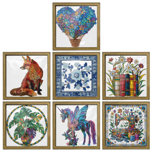 Romantic Diamond Dot Wall Art Kit 5D DIY with Wooden Frame for Home Decor and Beginners 23x23cm