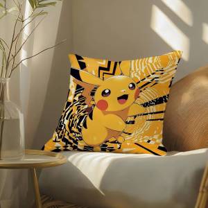 Bandai | Pokemon Monster Collection Anime Plush Pillow Cover Soft Short Plush Cushion Cover For Sofa Bedroom Home Decor Gift