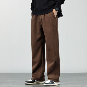 Mens Loose Straight Leg Sweatpants Fleece Lined Wide Leg Long Trousers Warm Casual Pants Autumn Winter American Style plus Size