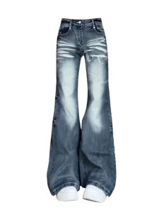 American Retro High Waist Wide Leg Jeans Women Summer New High Street Loose Drape Straight Floor-Length Pants