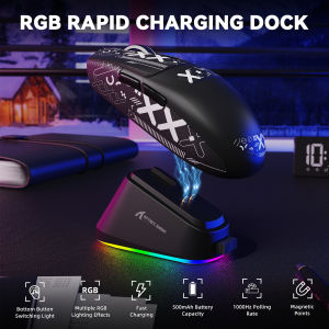 ATTACK SHARK | ATTACK SHARK G3PRO Wireless Gaming Mouse with RGB Charging Dock2.4G/USB-C Wired/BT PAW3311 Optical Sensor 1K Polling Rate Adjus