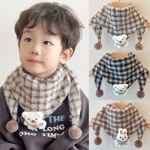 Cotton Blend Baby Scarf with Bear Pattern Warm and Windproof