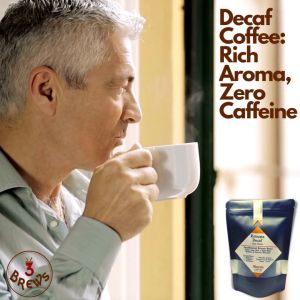 3Brews Arabica Robusta Decaf Coffee: No Caffeine Bean Decaffeinated Medium Dark Roasted - Whole Beans and Grounds for Brewing Available in Drips 250g 500g 1000g