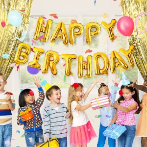 Happy Birthday Balloons Foil Banner Gold 13pcs Letters Baby Shower 1 year 3D Foil Inflatable Balloon Kids Party Decorations