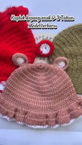 SpeakBaby.ID Produk / Topi Kupluk Bayi Perempuan Baru Lahir Newborn Rajut Lucu Rambut Kepang Murah Umur 0 6 12 Bulan 1 2 Tahun