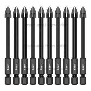 10PCS Tile Drill Bits 3-12mm Masonry Drill Bits Concrete Drill Bit Set Alloy 1/4 Hex Shank for Glass Mirror Ceramic Wood Brick