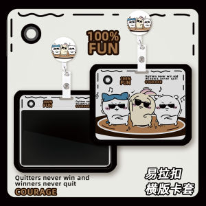 Djchiikawa Campus Cartoon Protective Shell Retractable Clip Bus Card Holder ID Badge Cover Hard Working Certificate Holder