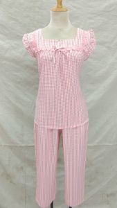 PD1266 - THOẢI MÁI CÙNG VỚI BỘ MANGO CARO  TAY CÁNH TIÊN - QUẦN 9 TẤT  CỔ VUÔNG PHỐI REN XINH XẮN ( 6 SIZE : TỪ 50KG -70KG ) )