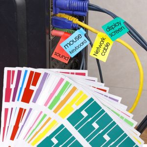 240/480Pcs Self-Adhesive Cable Labels Colorful Waterproof Wire Marking Ties Laser Printer Stickers Fiber Wire Labels Organizers