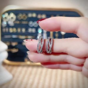 Huitan Hollow Cross Design Women Hoop Earrings Full Shining CZ Fashion Party Wedding Accessories Versatile Charming Jewelry Gift