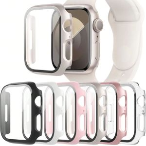 Matte PC Watch Case+Tempered Glass for Apple Watch 40/41/42/44/45/46mm Series11 10 987 6SE 54 Full Cover Shockproof Anti-Scratch