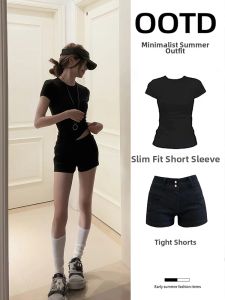 ZUKUN | Slim Fit Tight Waist Short Sleeve T-Shirt Women Summer New