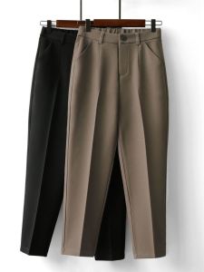 High Waist Slim Fit Spring Summer Autumn Nine Points Pants Womens Harajuku Style Leggings Straight Tube Long Trousers