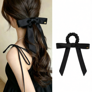 PINK EMPRESS | Silk Bow Fringe Hair Tie