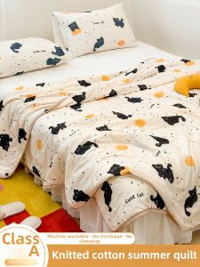 Kiss Dear | Cartoon Printed Machine Washable Knit Cotton Air Conditioner Quilt Double