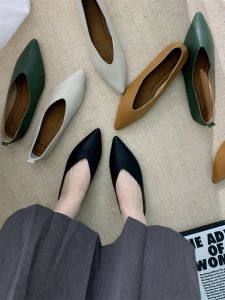 Soft Leather Flat Shoes Pointed Toe Shallow Mouth