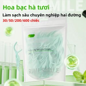 Tăm Chỉ Nha Khoa RIMI Smile Vị Bạc Hà Đầu Kép Mềm Mại - Loại Bỏ Mảnh Thức Ăn Hiệu Quả - Gói Vệ Sinh Dành Cho Người Lớn