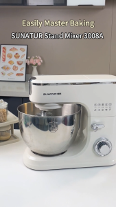 SUNATUR 8L Stand Mixer 2000W Heavy Duty Food Mixer for Baking Stainless Steel Bowl 6-Speed Control Optional Timed Fermentation Dough Hook Wire Whisk Beater Splash Guard1 Year Warranty