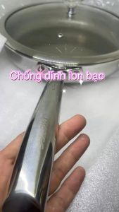 Chảo chống dính ion bạc vân kim cương inox cao cấp Imetech Đức size 26cm nông siêu bền an toàn nắp kiếng