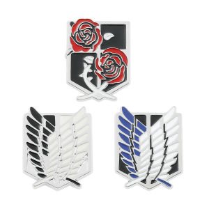 Bandai | Anime Attack on Titan Enamel Brooch Eren Jaeger Mikasa Ackerman Jiyuu No Tsubasa Cartoon Lapel Badge Adornment Gifts