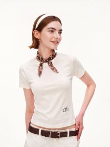 Basic House | White Embroidered Short Sleeve T-shirt