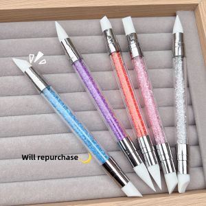 ปากกาซิลิโคนสองหัวสำหรับทาเล็บแบบอเนกประสงค์พร้อมกล่องใส่เครื่องมือสำหรับทำเล็บแบบโปรเฟสชั่นแนล ใช้ในร้านทำเล็บ