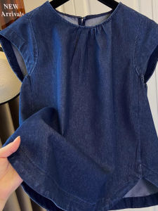 Lightweight Short Sleeve Denim Shirt for Women Summer New Style Big Size Doll Top Korean Version Loose Fit Online Exclusive