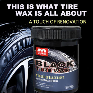 Car tire wax plastic parts renovation paste refurbishment polishing and repair of plastic parts showing a black luster