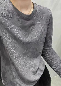 Slimming Effect Phoenix Bird Embroidery Short Sleeve T-Shirt Womens Fashion Summer Top Gray Color Street Style Casual Loose Fit