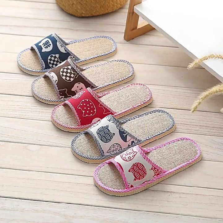 Linen Home Mens Womens Indoor Soft Sole Hotel Guest Slippers
