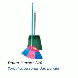 (2in1) Sapu Lantai Anti Rontok Senar Nilon dan Pengki Serokan Sampah Murah