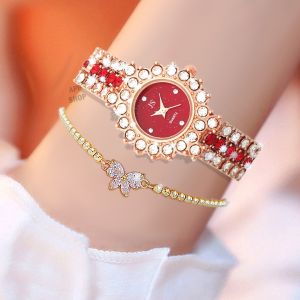 Jam Tangan Wanita Keren Berlian Mewah Import Korea Tahan Air Tahan Baret Stainless Steel Terbaru 2022 Bisa Bayar Ditempat