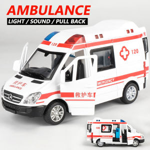 RUM Ambulance Police car Alloy Car Model Light & Sound effect diecast car Toys for Boys baby toys birthday gift car toys kids toys car model model collection