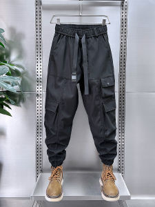 JIANSHENG | New Season Casual Multi-Pocket Black Trousers