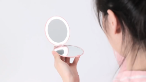 Mini LED Luminous Makeup Mirror Handheld Makeup Magnifying Mirror Portable Mirror Small Compact Mirror with Light