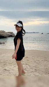 Đồ bơi nữ big size đi biển hai mảnh kín đáo che bụng áo ngắn tay vải mềm mại