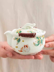 Cốc Trà Hình Mèo Cầm Tay Nhỏ Dùng Cho Văn Phòng Và Gia Đình Cốc Trà Chống Bỏng Bộ Trà Hoa Osmanthus Bằng Gốm Sứ