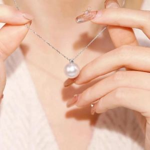 Classic Fashion Shine Zircon Higt Quality Pearl Pendant Necklace For Women Temperament  Luxury 18K Necklace Trendy  Girl Jewelry