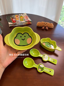 Cute Cartoon Frog Bowl Childrens Baby Bowl with Ceramic Handle for Dipping Seasoning Fruits Salad Rice Dishware