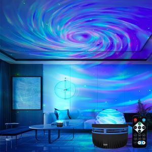 LED Starry Night Light Remote Control Rotating Galaxy Aurora Projection Lamp USB Plug-in Star Aurora Lamp for Bedroom KTV Party